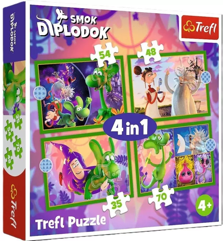 Puzzle 4w1 Świat Smoka Diplodoka TREFL - tantis.pl