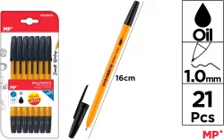 Długopis MP 1.0mm czarny blister 21 sztuk