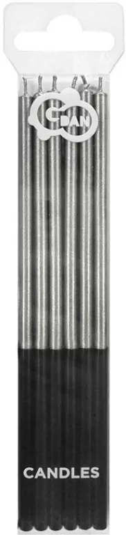 Świeczki urodzinowe Platinum srebrne 14,5cm 6szt - tantis.pl