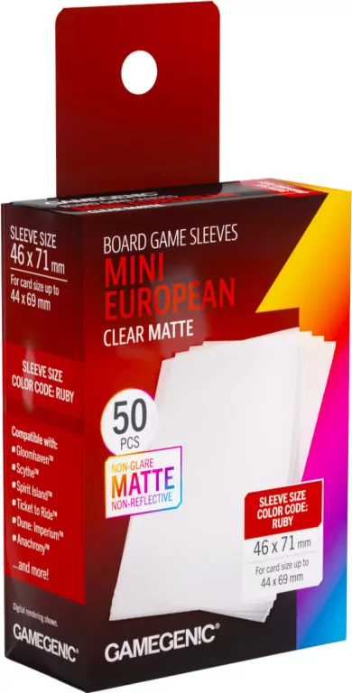 Gamegenic: Board Game Sleeves - Mini European (46x71 mm) - Clear Matte, 50 sztuk - tantis.pl