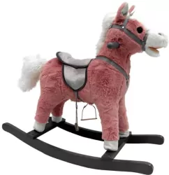 Koń na biegunach 74cm z dźwiękiem. Różowy