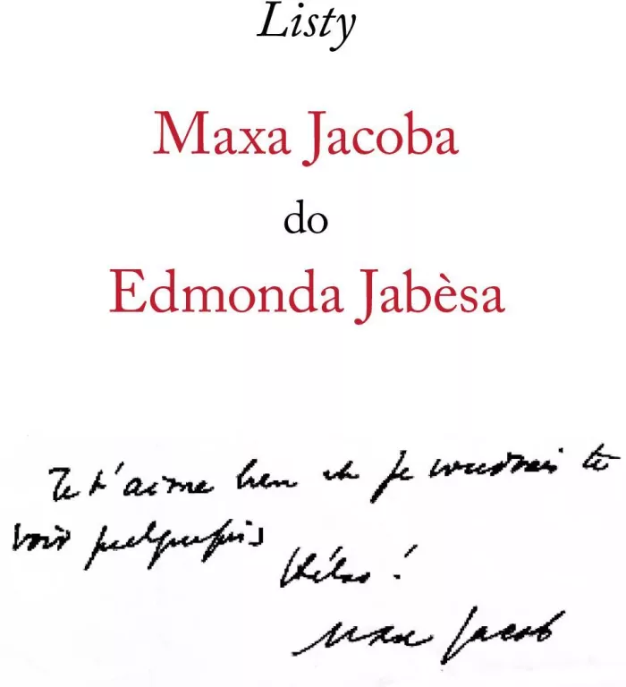 Listy Maxa Jacoba do Edmonda Jabesa - tantis.pl