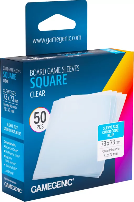 Gamegenic: Board Game Sleeves - Square (73x73 mm) - Clear - 50 sztuk - tantis.pl