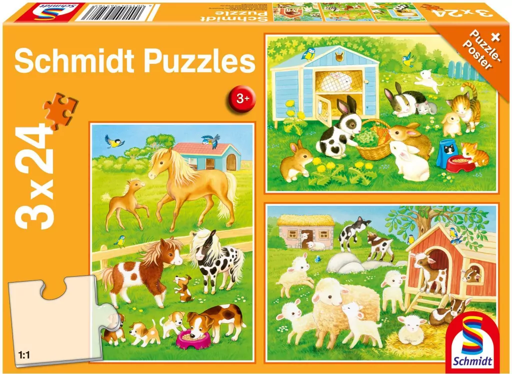 Puzzle 3x24 Słodkie zwierzaki G3 - tantis.pl