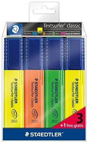 Zakreślacze Textsurfer 3 kolorów + 1 STAEDTLER - tantis.pl