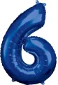 Balon foliowy cyfra 6 niebieska 60x86cm - tantis.pl
