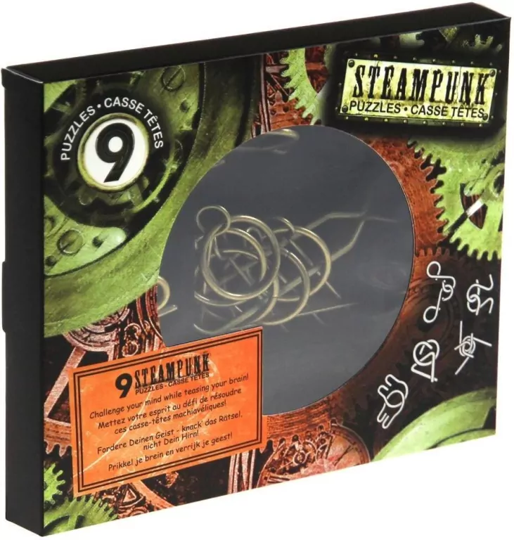 Łamigłówki metalowe 9 sztuk Steampunk - tantis.pl