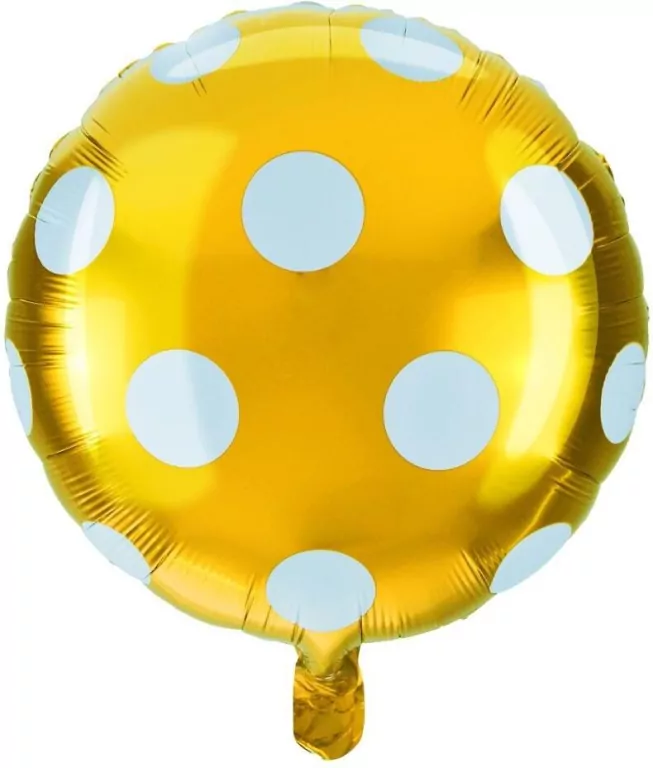 Balon foliowy kropki złoty - tantis.pl