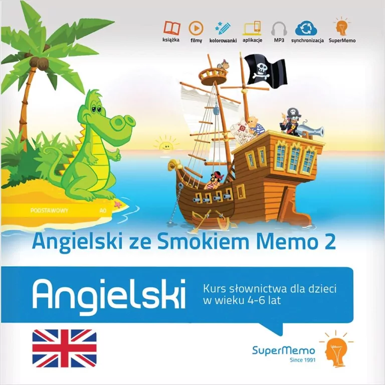 Angielski ze Smokiem Memo 2 Kurs słownictwa dla dzieci w wieku 4-6 lat (poziom podstawowy A0) - tantis.pl