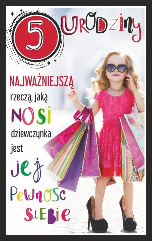 Kartka okolicznościowa Urodziny 5 dziewczynka - tantis.pl