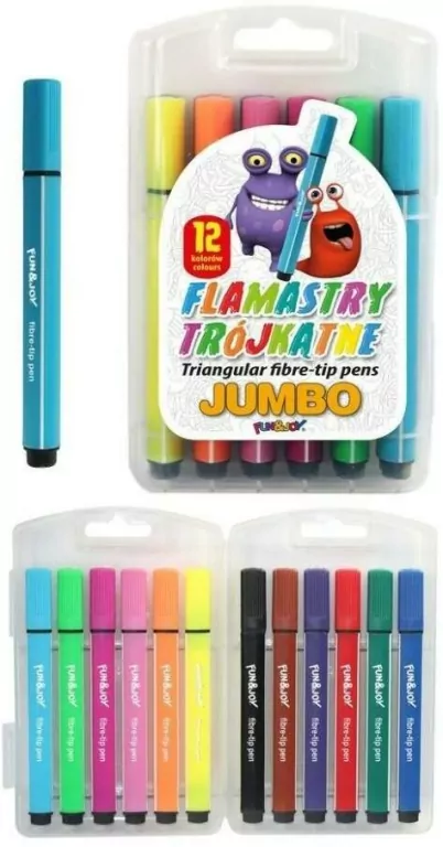 Flamastry trójkatne jumbo. 12 kolorów - tantis.pl