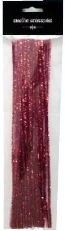 Druty chenille 30cm czerwony metallic - tantis.pl
