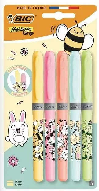 Zakreślacz Grip Pastel Kawaii mix 5szt BIC - tantis.pl