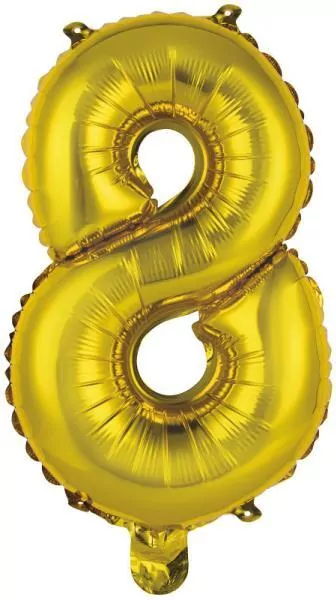 Balon foliowy mini cyfra 8 złota 29x40cm - tantis.pl