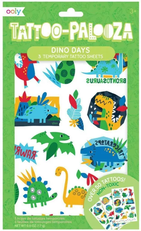 Tatuaże zmywalne. Tattoo Palooza. Dinozaury - tantis.pl