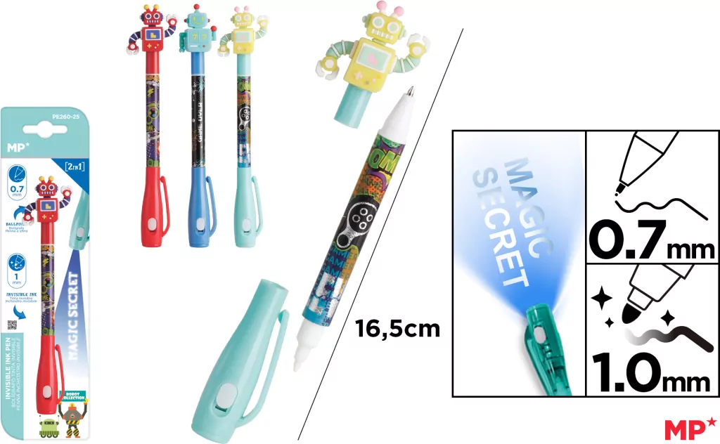 Długopis szpiegowski UV 0.7/1.0mm Roboty MIX - tantis.pl