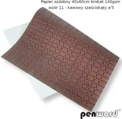 Papier ozdobny brokatowy 140g 40x60cm kawa 5ark