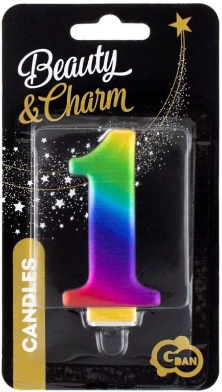 Świeczka cyferka 1 Beauty&Charm Galaxy 8cm - tantis.pl