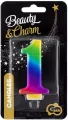 Świeczka cyferka 1 Beauty&Charm Galaxy 8cm - tantis.pl