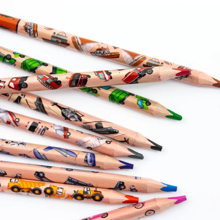 Kredki trójkątne jumbo Pojazdy 10 kolorów KIDEA - tantis.pl