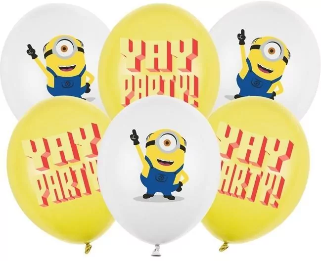 Balony Strong Minionki z nadrukiem 30cm 6szt - tantis.pl