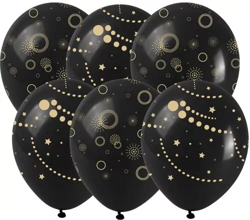 Balony okazjonalne ze złotym nadrukiem, 6 sztuk - tantis.pl