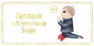 Zaproszenie - Komunia chłopiec złoty (10 szt.) - tantis.pl