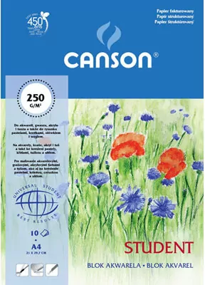 Canson. Blok rysunkowy akwarela 30x40 cm/10k, biały - tantis.pl