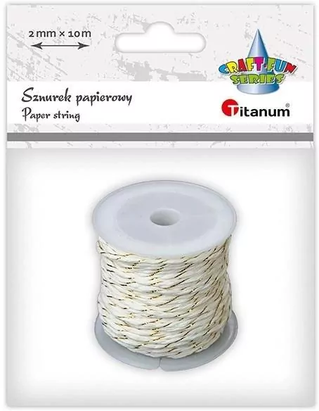 Sznurek papierowy 2mm 10m biało-złoty - tantis.pl