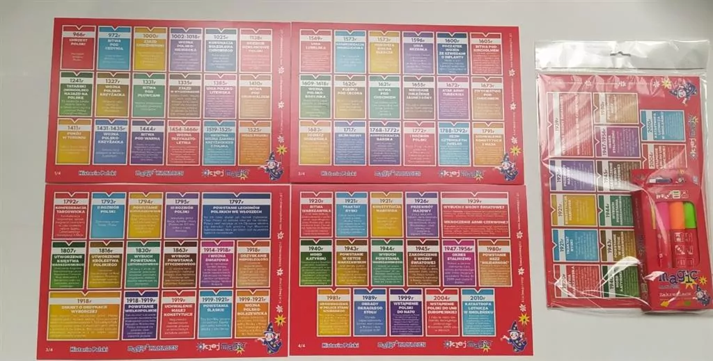 Zakreślacz Magic 4 kolory + karty Historia Polski - tantis.pl