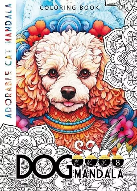 Kolorowanka A4 8 obrazków. Dog mandala - tantis.pl