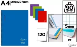 Notatnik A4/120K kołowy kratka MIX