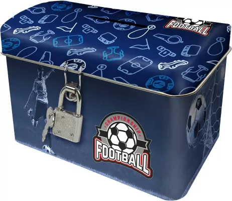 Skarbonka z kłódką. Piłka