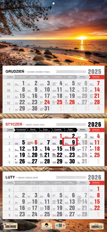 Kalendarz 2026 trójdzielny płaska główka orłowo - tantis.pl