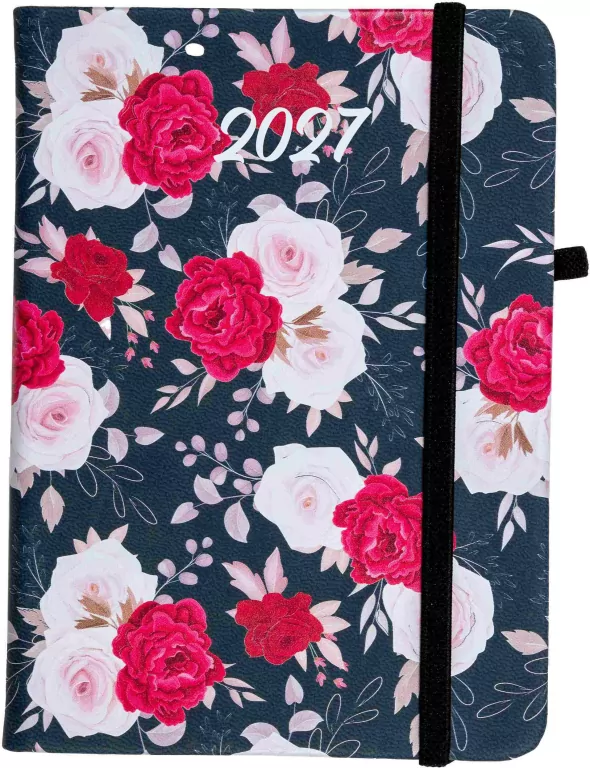 Kalendarz 2027 A6 tyg. Flamenco czerwone-kwiaty - tantis.pl