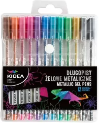 Długopisy żelowe metaliczne 12 kolorów KIDEA