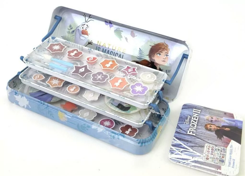 Trzypoziomowe metalowe etui z kosmetykami Frozen - tantis.pl