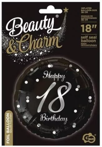 Balon foliowy B&C Happy 18 Birthday 45cm - tantis.pl