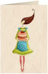 Karnet drewniany C6 + koperta Tort truskawkowy