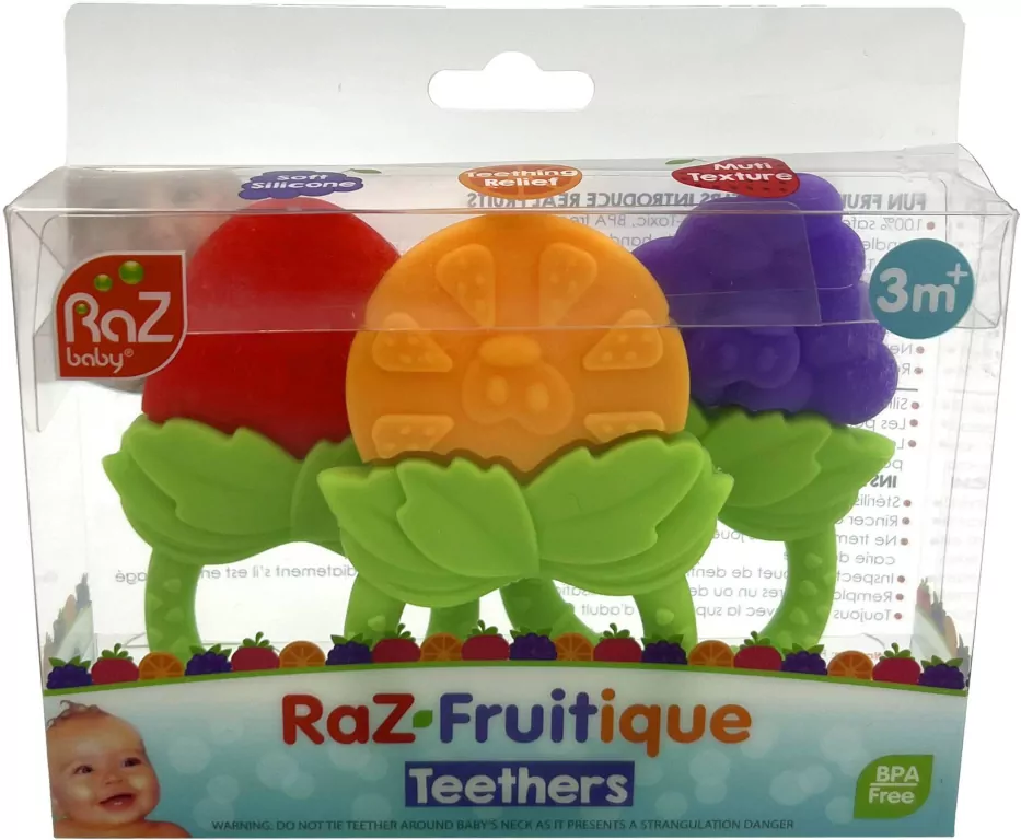 Gryzaki Owoce silikonowe dla niemowląt i dzieci na ząbkowanie 3szt. - tantis.pl