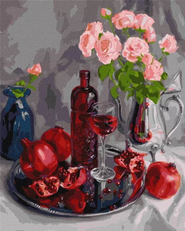 Malowanie po numerach. Granatowa martwa natura 40x50 cm - tantis.pl