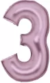 Balon foliowy cyfra 3 satynowa pastelowy róż 86cm - tantis.pl