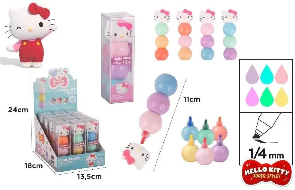 Zakreślacz w kulce Hello Kitty 3 kolory MIX - tantis.pl