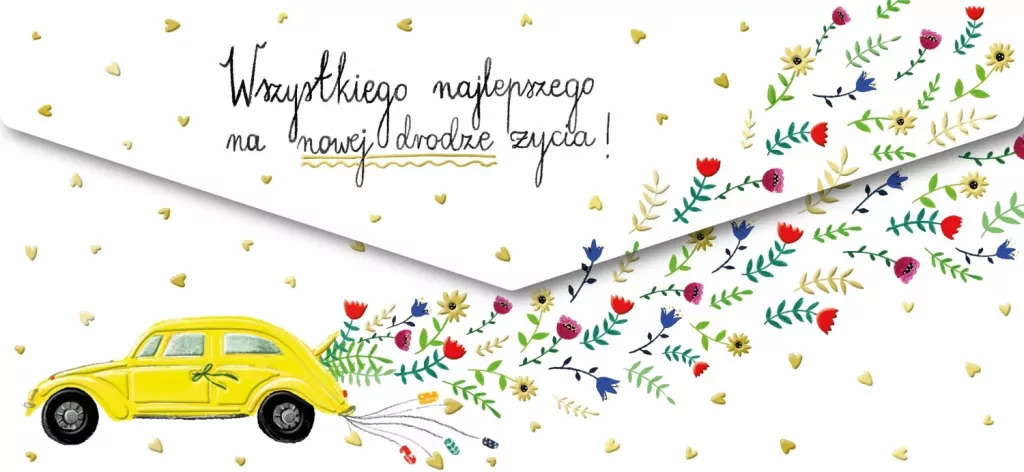 Koperta Ślub Żółte auto - tantis.pl