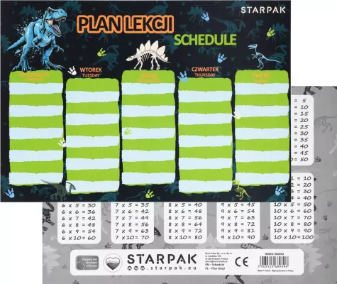 Plan lekcji z tabliczką mnożenia