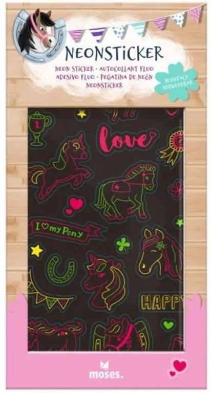 Zestaw Neonowych Naklejek Konie - tantis.pl