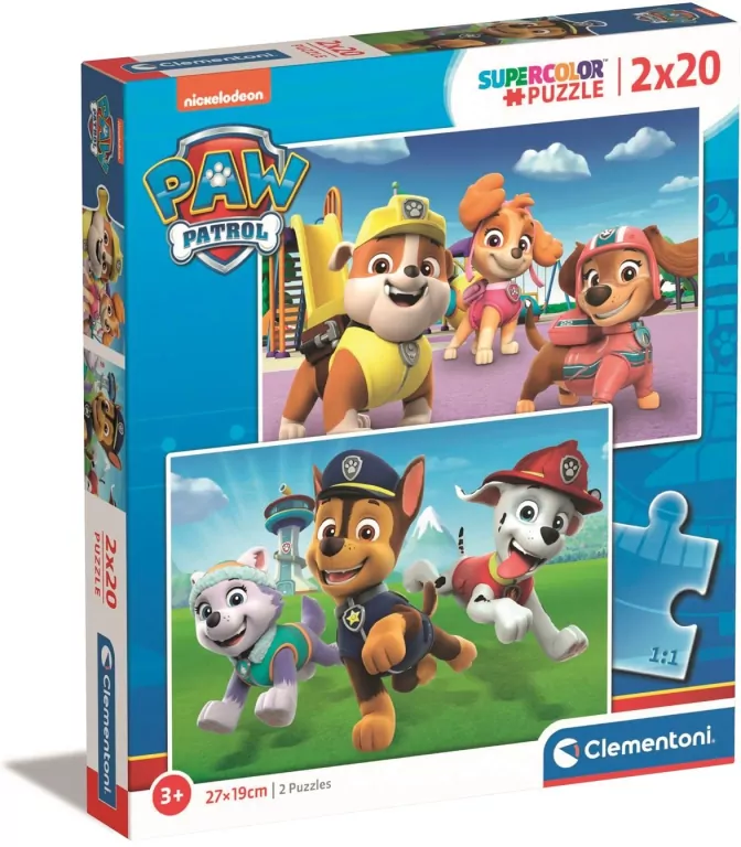 Clementoni. Puzzle 2x20. Super Kolor. Psi Patrol - tantis.pl