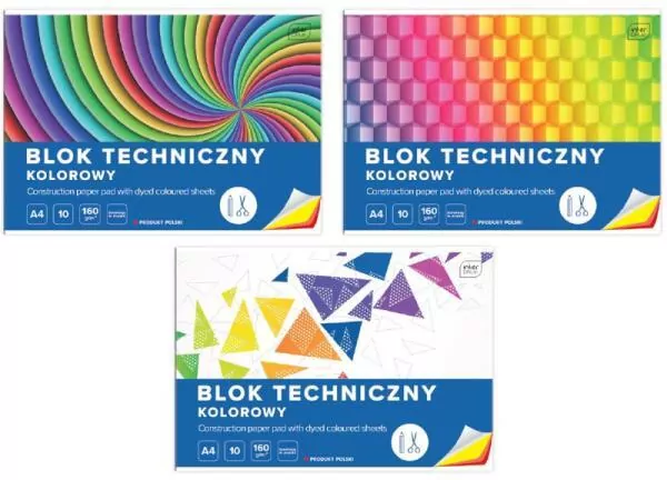 Blok techniczny kolorowy A4 10k. 1 sztuka - tantis.pl