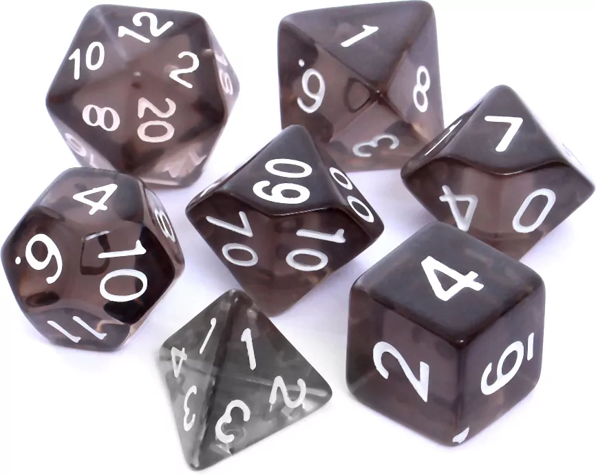 Komplet kości REBEL RPG - Kryształowe - Czarne - tantis.pl