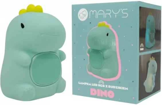 Lampka nocna LED RGB Dino z budzikiem - tantis.pl